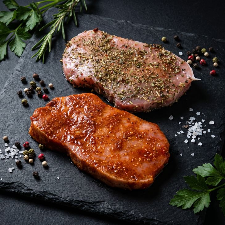 Schweinerückensteaks gewürzt